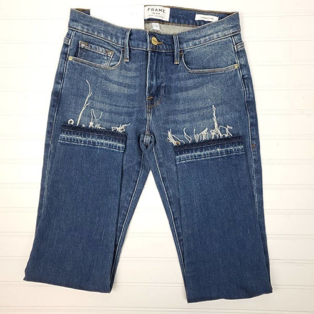 FRAME Size 25 Le Garcon Release Hem Crop Boyfriend Jeans - Picture 7 of 15